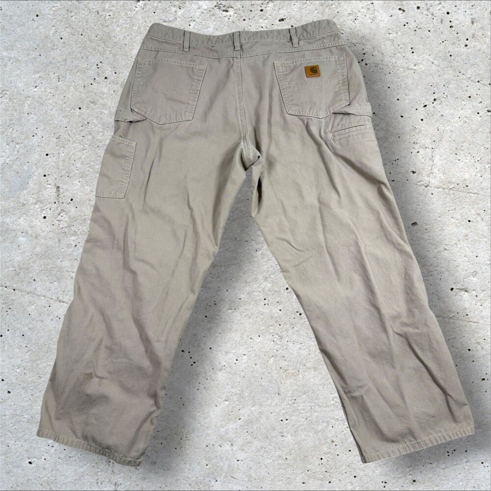 Carhartt B159 GKH Loose Fit Carpenter Pants Khaki Canvas Workwear Skater 40x30 - Picture 3 of 10